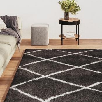 Alfombra de pelo largo Shaggy color crema y antracita 160x230 cm