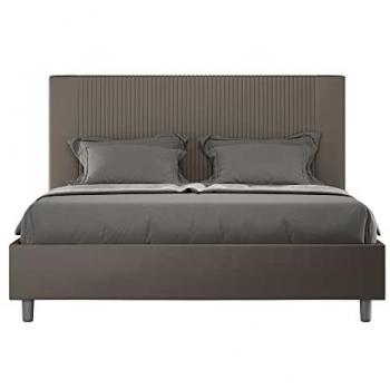 Cama matrimonial tapizada sin somier 160x200 cm similpelle capuchino Goya