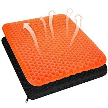 Cojín de Asiento Ortopédico de Gel,Cojín de Gel Multifuncional Confort Grueso Doble con Funda Antideslizante para La Oficina, Casa, Coche, Silla de Ruedas