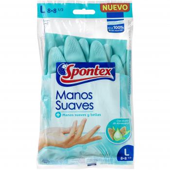 Guante reutilizable Manos Suaves con aceite de almendra Talla L Spontex