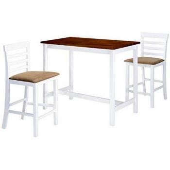 vidaXL Madera Maciza Set Mesa Alta Bar 2 Sillas Juego Mesita Taburetes Barra