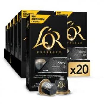 L'Or Espresso Onyx - Intensidad 12 - 200 Cápsulas de aluminio compatibles con cafeteras Nespresso