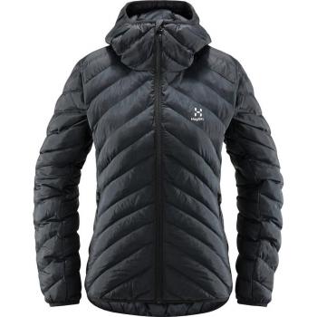 Chaqueta de montaña de mujer Särna Mimic Hood Haglöfs - Color negro, aislamiento sintético, capucha ajustable, resistente al agua y al viento, transpirable, ligera y compresible