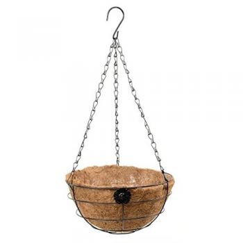 Macetero Colgante de Coco con Cadena y Gancho - Decoración para Hogar, Terraza, Balcón, Patio y Jardín - 13 cm Alto x Ø25 cm