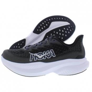HOKA Women's Mach 6 Wide Road Running Shoes in Black/White, Size 7.5