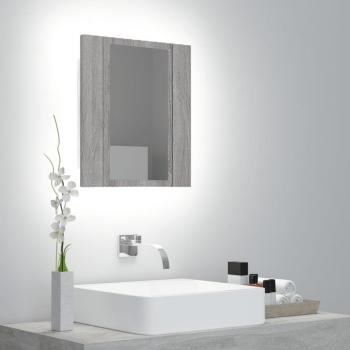 Mueble de baño gris Sonoma 40x12x45cm madera multicapa con armario de baño y espejo LED