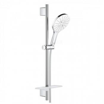 Conjunto de ducha GROHE Rainshower SmartActive 150, barra de 600mm, 3 tipos de chorro, limitador de caudal 9,5 l/min, color blanco lunar/chrom