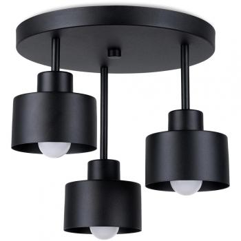 Plafón LED Sollux Savar moderno negro para dormitorio y salón, 50-60Hz ~220-230V E27 con capacidad para 3 bombillas de 60W o 15W LED