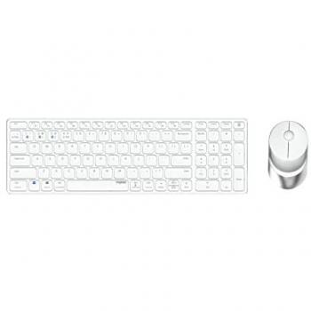 Set de Teclado y Ratón Inalámbrico Multi-Modal Rapoo 9750M, Bluetooth y RF, Blanco, Diseño QWERTZ Alemán