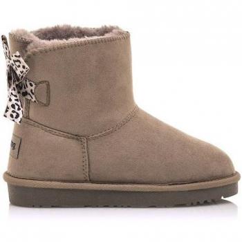 Botines Mustang Kids Sky Marrón con Pelo y Lazo Trasero para Niña