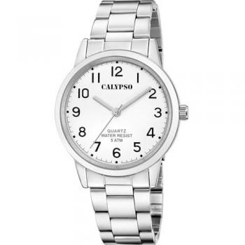 Reloj Calypso Basic K5858/1 Blanco Hombre - Caja de Acero Inoxidable 316L Plateado