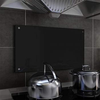vidaXL Protector Salpicaduras Cocina Vidrio Templado Negro 70x40cm Protección Herramientas Accesorios Protección Grasa al Cocinar Fiable Práctico