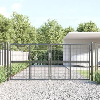 Puerta de malla de jardín acero galvanizado 300x175cm color plateado y antracita vidaXL