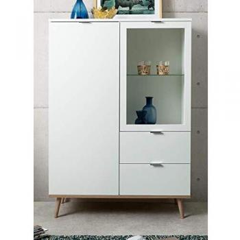 Vitrina 2 puertas y 2 cajones Calicosy Finori - Al. 140 cm - blanco Copenhague