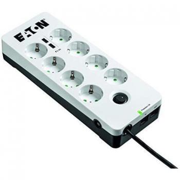 Eaton Protection Box 8 Tel@ USB DIN Surge Protector with 8 Outlets and USB Ports