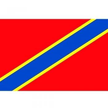 DIPLOMAT-FLAGS De proporciones 2 3. Paño rojo con una franja azul fileteada de amarillo desde el ángulo inferior del asta al superior batiente Bandera | bandera paisaje | 0.06m² | 20x30cm para