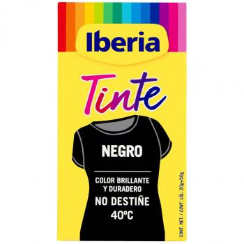 Iberia - Tinte Especial para Ropa en Color Negro, 40°C, Caja con 2 Sobres