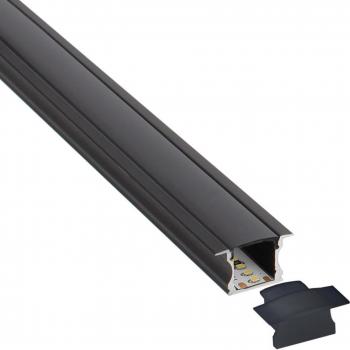 Kit de Perfil de Aluminio RIDA Negro para Tiras LED Empotrable 1 Metro