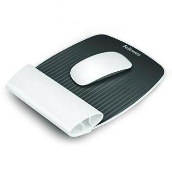 Fellowes I-Spire - Alfombrilla con reposamuñecas flexible para ratón, color blanco y gris