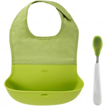 Oxo Tot - Babero Plegable Oxo con Cuchara Tot para toma verde