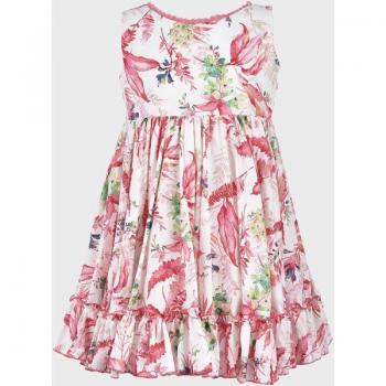 Vestido de niña La Ormiga 1020200810 fucsia de algodón con flores