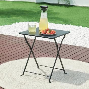 Mesa Plegable Vegårshei de Acero 45x40x40 cm - Negro para Jardín y Camping