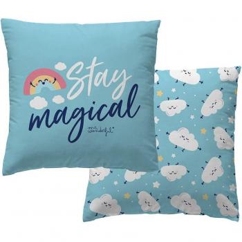 Funda de cojín MR. WONDERFUL - Magical 45x45 cm 100% algodón 144 hilos, celeste