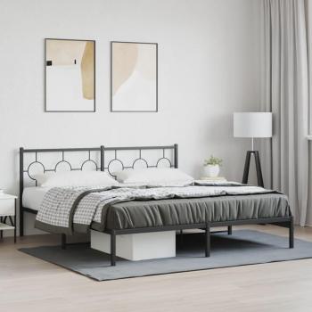 Estructura de cama con cabecero de metal negro 183x213 cm