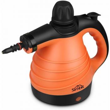 SIMBR Limpiador a Vapor de Mano Vaporeta Portátil y Manual de Alta Presión, 1050W con Tanque de 350ml y 9 Accesorios para Cocina, Baño, Alfonbra, Ropa, Cortina y Otros.