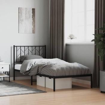 Cabecero de cama negro 90x200 cm con estructura de metal, modelo Vidaxl