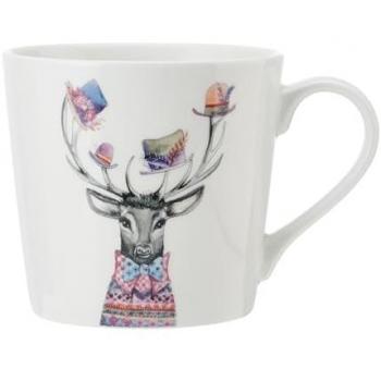 Taza de Porcelana Fina Mikasa Tipperleyhill con Estampado de Ciervo y Detalles en Oro, 380ml, para Té y Café, Presentación en Caja de Regalo