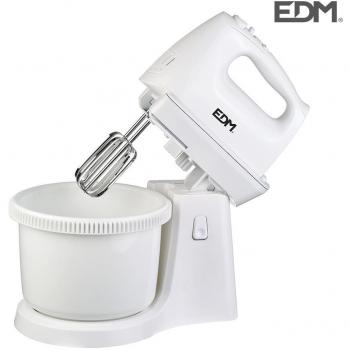 Amasadora con Bol EDM 400W, 5 Velocidades, Mango Ergonómico, Incluye 2 Juegos de Varillas Cromadas, Dimensiones 19.5x28x35cm, Modelo 075