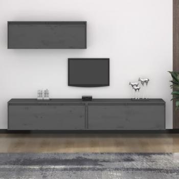 Muebles de soporte de TV 3 piezas de madera de pino macizo gris
