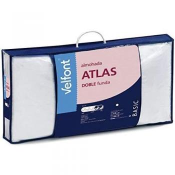 Velfont - Almohada Atlas Doble Funda Velfont Blanco 40 x 70 cm.
