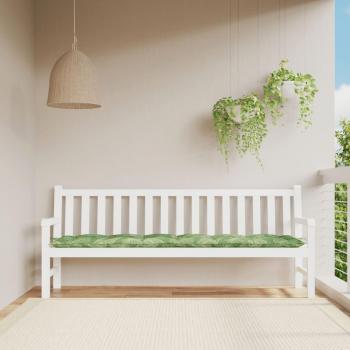 Cojín para banco de jardín estampado de hojas 200x50x7 cm verde tela