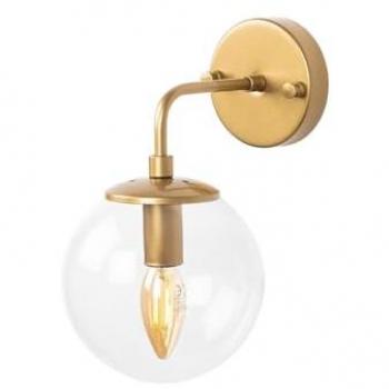 Aplique de pared de metal dorado con globo - D. 15 x 27 cm - BARLATI