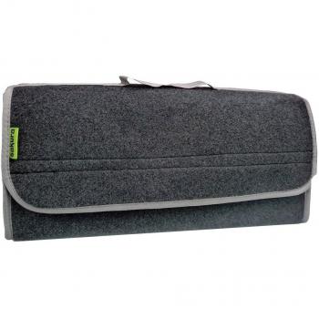 Sakura SS5233 - Organizador para Maletero de Coche y Otros Vehículos, Tamaño Grande, 50 x 23 x 15 cm, Tapa Abatible, con Velcro, Asa de Transporte, Material de Alfombra, Color Gris Oscuro