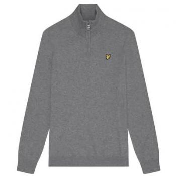 Lyle & Scott Men's Grey Cotton Merino 1/4 Zip Sweater - XXL