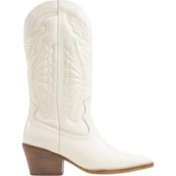 Bronx Jukeson Women's Cowboy Boots with Heel in Oatmilk, EU 41