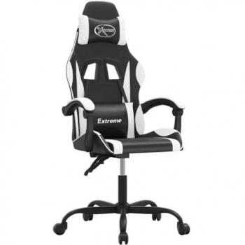 Silla gaming giratoria cuero sintético negro y blanco vidaXL