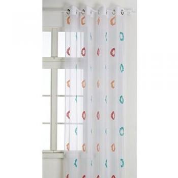 Cortina Voile Liger con Estampado de Círculos Turquesa 150x240 cm