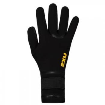 2XU Propel Neoprene Swimming Gloves, Size L, Black/Ambition, Unisex