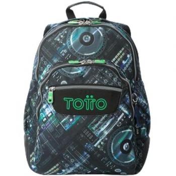 Mochila Escolar Grande TOTTO Rayol Mixer Black, Capacidad 19 L, 3 Compartimentos, 2 Bolsillos para Botella, Bolsillo para PC de 14, Espaldar Ergonómico con Flujo de Aire