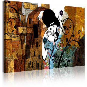 DekoArte 322 - Cuadros Modernos Impresión de Imagen Artística Digitalizada | Lienzo Decorativo para Tu Salón o Dormitorio | Estilo Abstractos Arte Gustav Klimt El Beso | 1 Pieza 120 x 80 cm