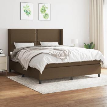 Cama box spring con colchón de tela marrón oscuro 160x200 cm
