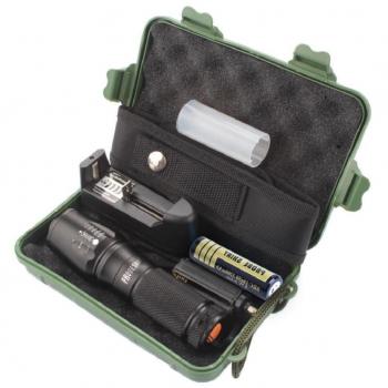 Koly Linterna táctica Policía zoomable X800 XML T6 LED + 18650 + cargador + Caso