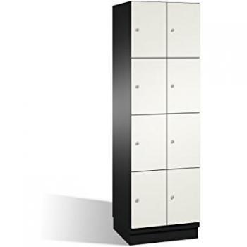 Armario de Compartimentos Bajo Llave C+P Cambio 4 Taquillas, Puertas de Acero, Color Negro y Blanco, Dimensiones 600 mm