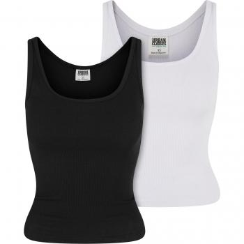 Urban Classics Women's Organic Basic Rib Tank Top 2-Pack - Black & White