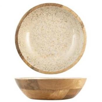 Bol de madera decorado Metaldrops 25 x 8 cm
