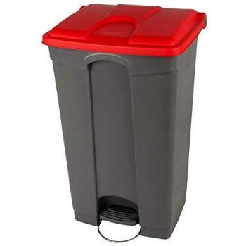 Colección de Residuos con Pedal 90L, Dimensiones 505x790x410 mm, Color Gris con Tapa Roja